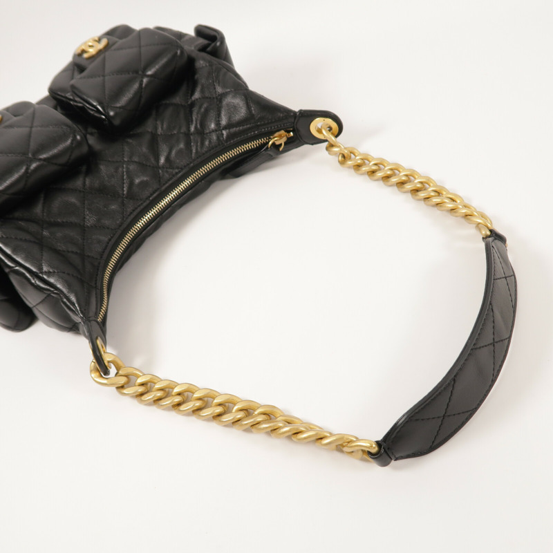 CHANEL 羊皮皮革25C Hobo Bag鏈帶肩背袋-10