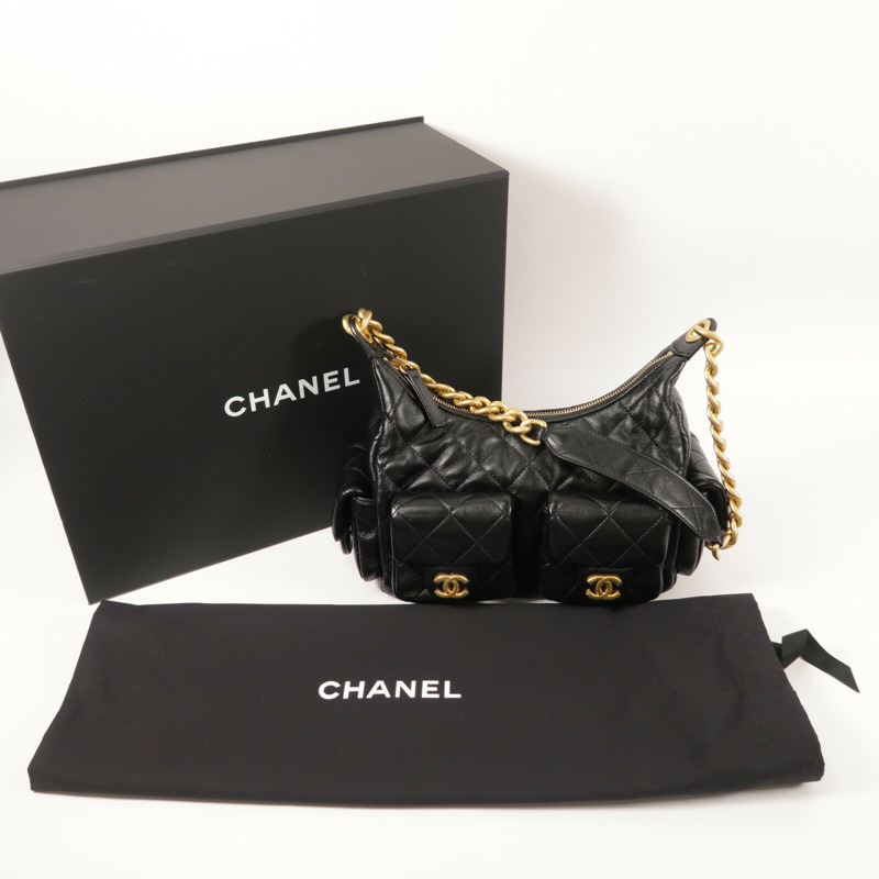 CHANEL 羊皮皮革25C Hobo Bag鏈帶肩背袋-15