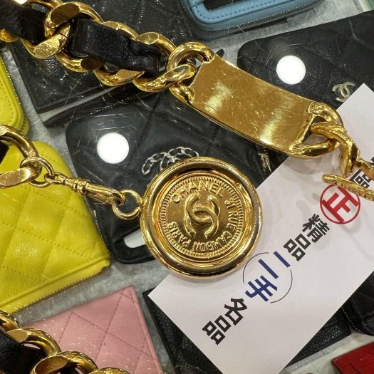 東區正精品㊣CHANEL 香奈兒金色皮穿鍊金幣圓牌腰鍊帶腰鍊 RZ4406-4