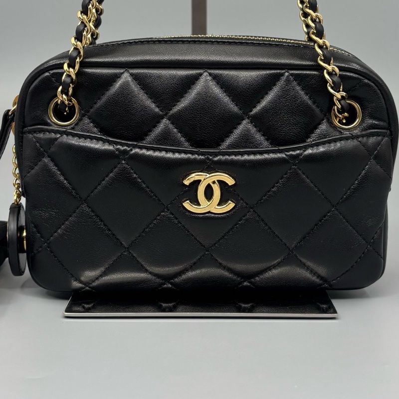 Chanel 香奈兒 金幣相機單肩包 銅牌芯片-10