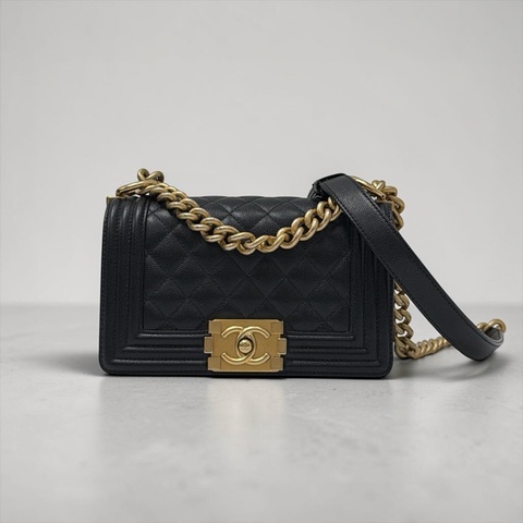 莉亞精品♡Chanel Boy20黑金荔枝牛 二手美包