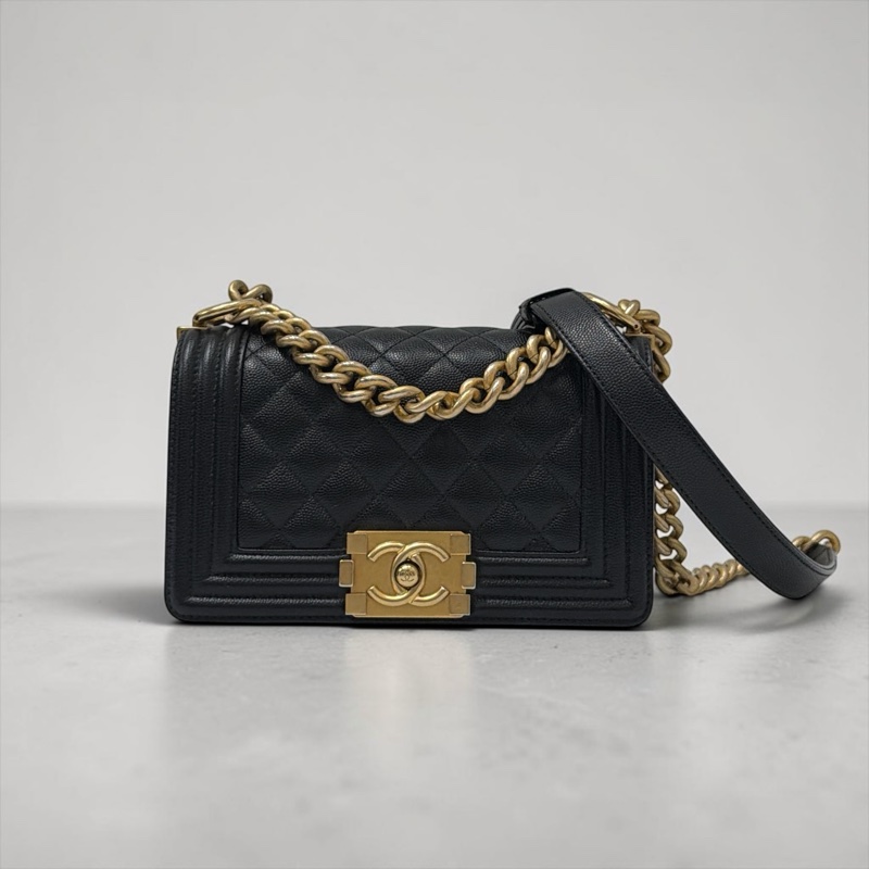 莉亞精品♡Chanel Boy20黑金荔枝牛 二手美包-0