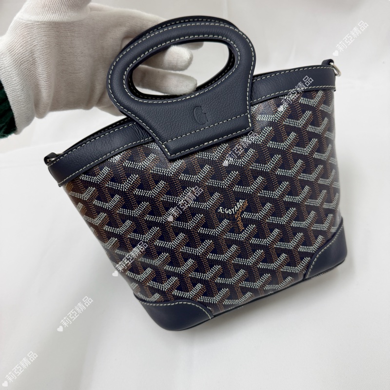 莉亞精品♡Goyard 水桶包 深藍 近新美包-3