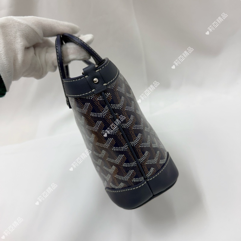 莉亞精品♡Goyard 水桶包 深藍 近新美包-4