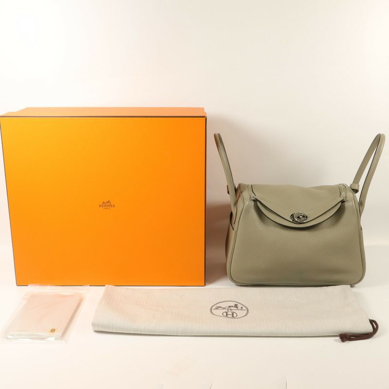 HERMES Clemence皮革Lindy 26手挽肩背兩用袋Sauge-8