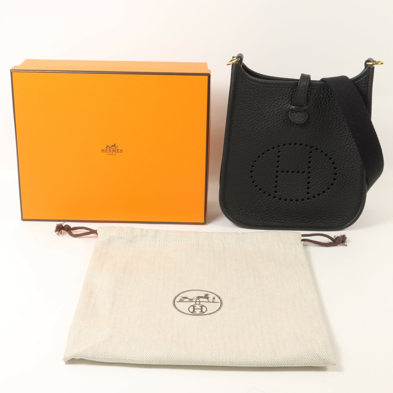HERMES Clemence皮革Evelyne TPM肩背袋Noir-8