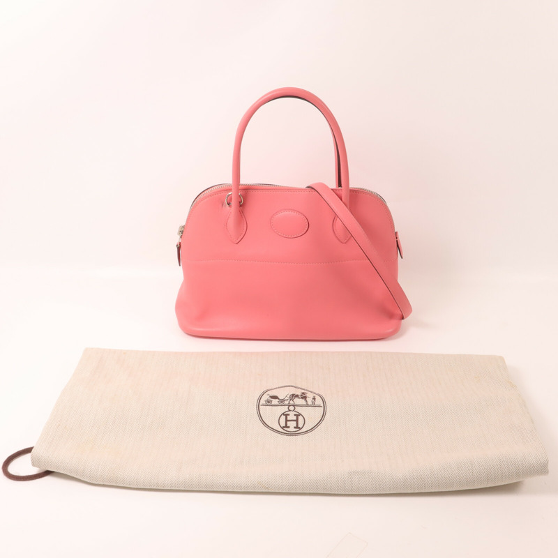 HERMES Swift皮革Bolide 27手挽肩背兩用袋Rose Azalee-8