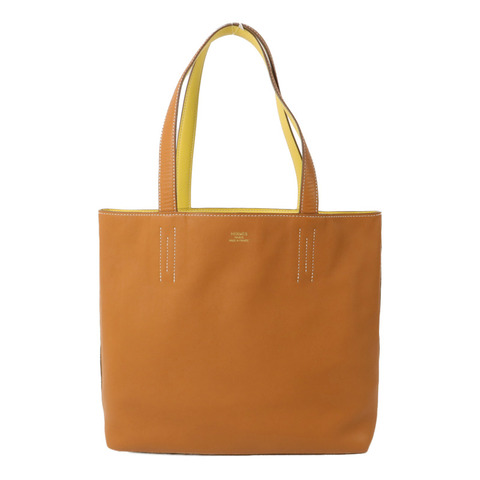 HERMES Swift皮革Double Sens 28肩背袋/手挽袋Gold/Lime