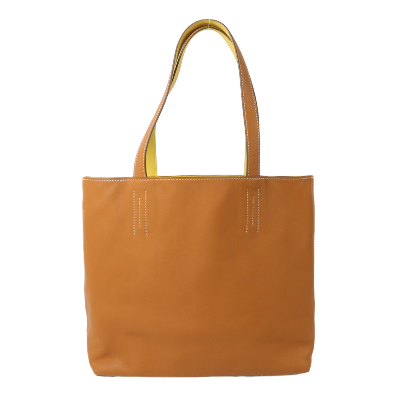 HERMES Swift皮革Double Sens 28肩背袋/手挽袋Gold/Lime-1