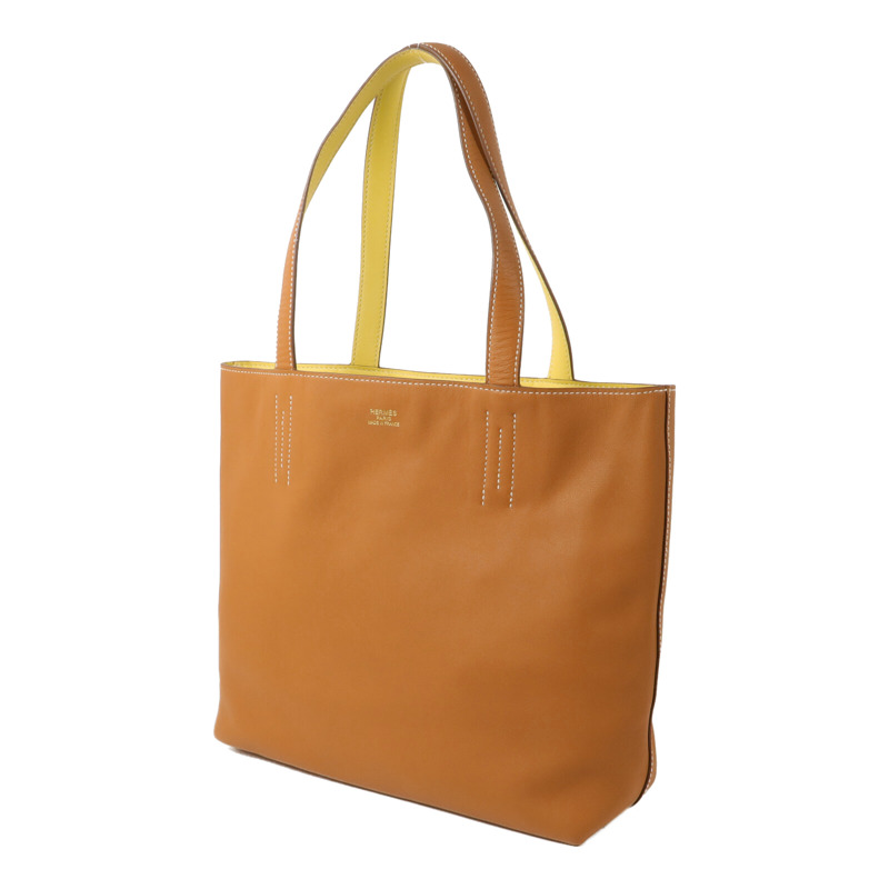 HERMES Swift皮革Double Sens 28肩背袋/手挽袋Gold/Lime-2