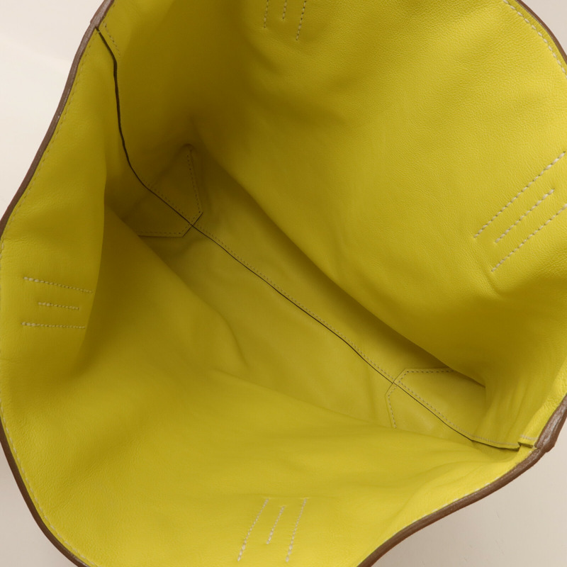HERMES Swift皮革Double Sens 28肩背袋/手挽袋Gold/Lime-4