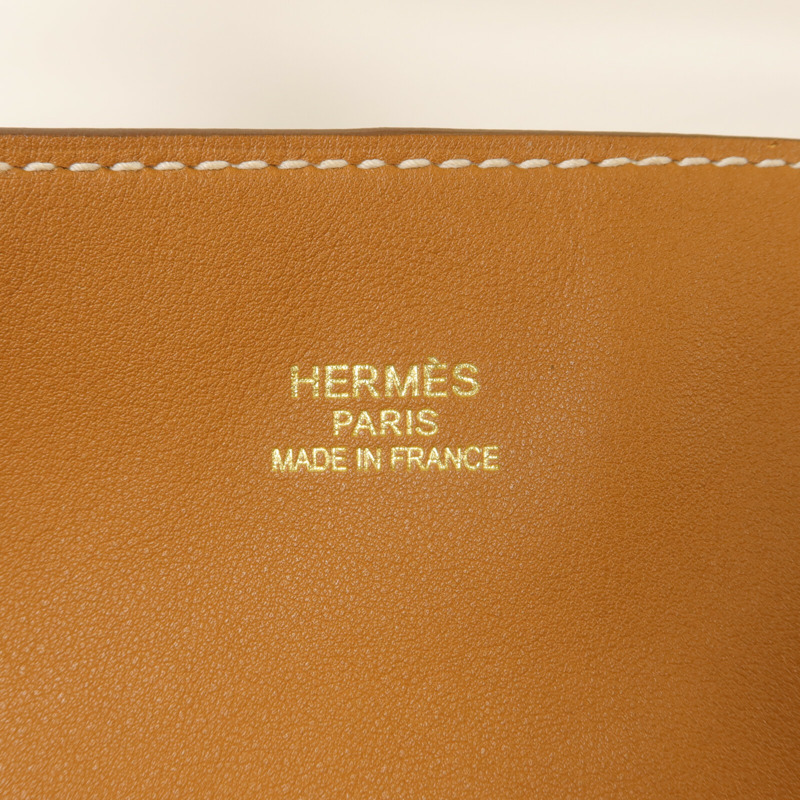 HERMES Swift皮革Double Sens 28肩背袋/手挽袋Gold/Lime-5