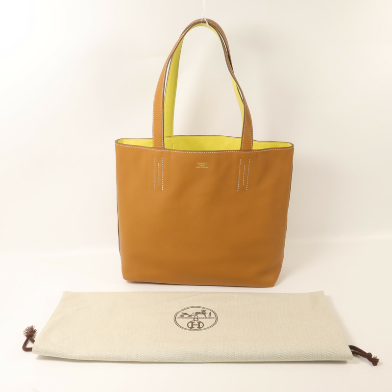 HERMES Swift皮革Double Sens 28肩背袋/手挽袋Gold/Lime-8