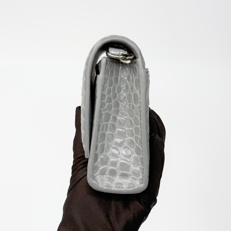 Balenciaga Hourglass 灰色鱷魚壓紋鏈帶包 WOC|✨Wisher惟奢名品✨-2