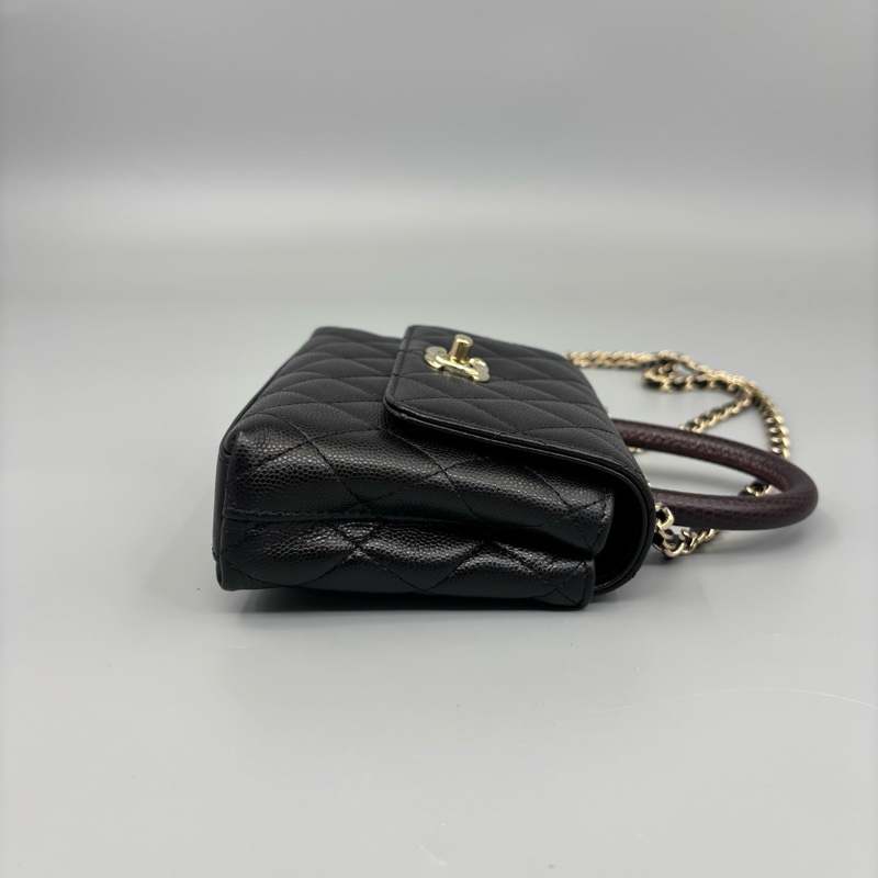 Chanel 香奈兒 黑金Coco Handle Nano鏈條斜挎包-4