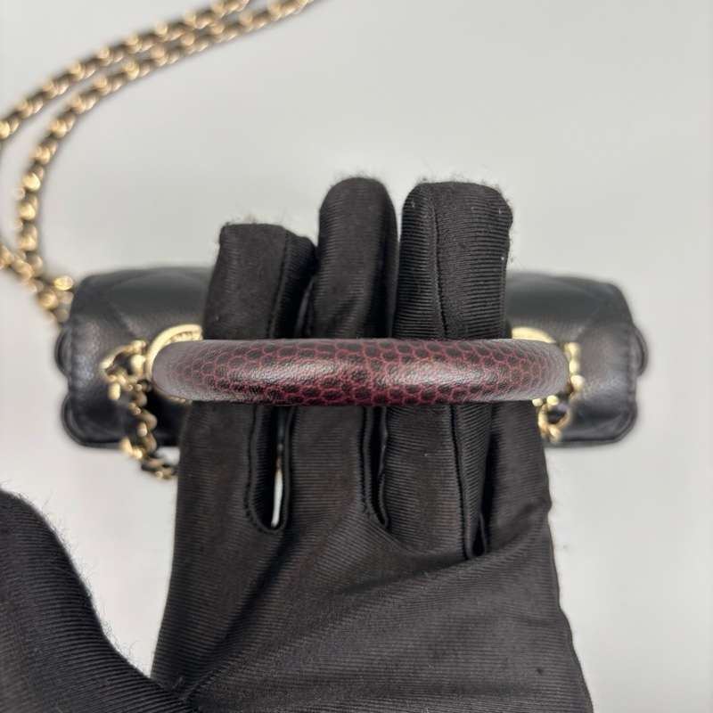 Chanel 香奈兒 黑金Coco Handle Nano鏈條斜挎包-5