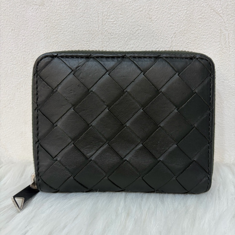BOTTEGA VENETA BV 749726 橄欖綠色 小羊皮 編織 名片夾 零錢包 短夾 皮夾 零錢袋 信用卡包-0