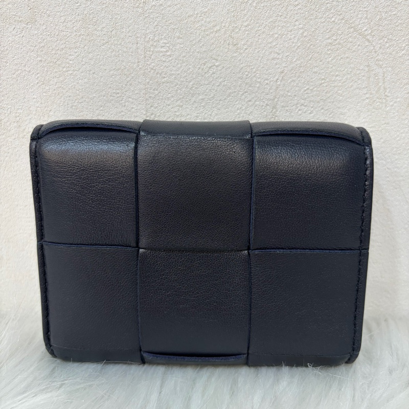 BOTTEGA VENETA BV 651372 黑色 小羊皮 編織 三折 拉鍊 零錢袋 短夾 皮夾-2