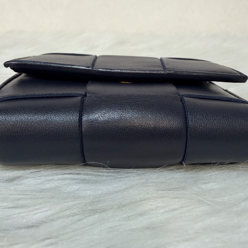 BOTTEGA VENETA BV 651372 黑色 小羊皮 編織 三折 拉鍊 零錢袋 短夾 皮夾-4