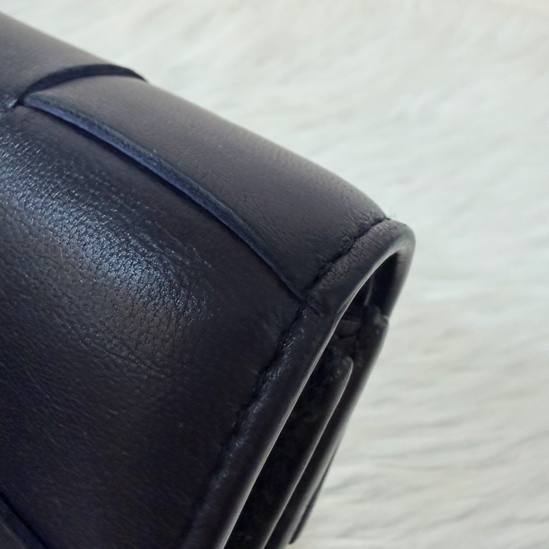 BOTTEGA VENETA BV 651372 黑色 小羊皮 編織 三折 拉鍊 零錢袋 短夾 皮夾-13
