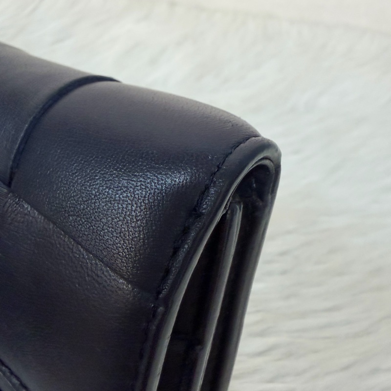 BOTTEGA VENETA BV 651372 黑色 小羊皮 編織 三折 拉鍊 零錢袋 短夾 皮夾-14