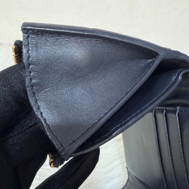 BOTTEGA VENETA BV 651372 黑色 小羊皮 編織 三折 拉鍊 零錢袋 短夾 皮夾-40