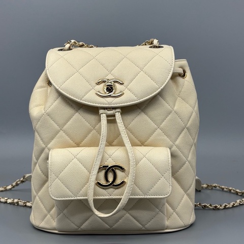 Chanel 香奈兒 荔枝紋牛雙肩包 29開 附件：卡