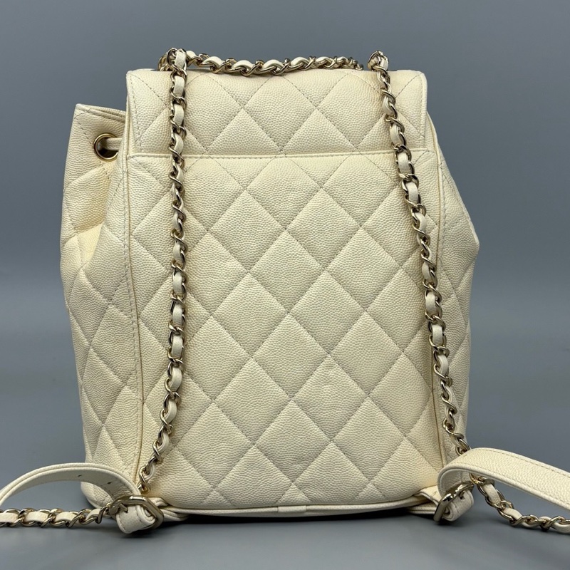 Chanel 香奈兒 荔枝紋牛雙肩包 29開 附件:卡-1