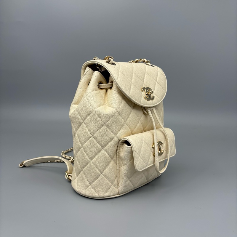Chanel 香奈兒 荔枝紋牛雙肩包 29開 附件:卡-4