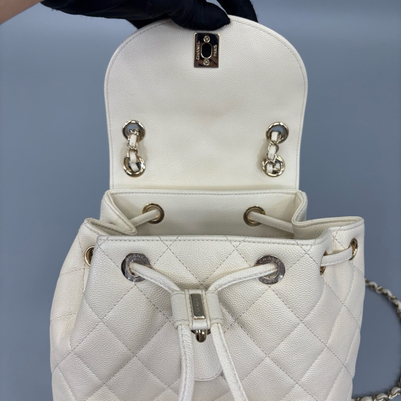 Chanel 香奈兒 荔枝紋牛雙肩包 29開 附件:卡-7