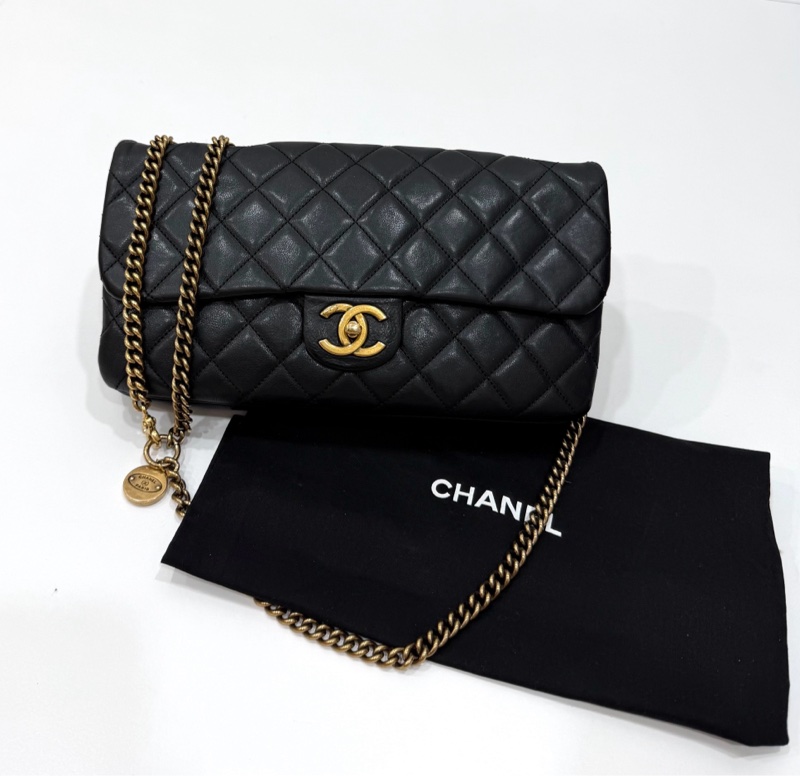 Chanel 香奈兒 秀款 黑金 CF 錢幣 金幣 鍊條包 斜背包 側背包 肩背包 手提包-0