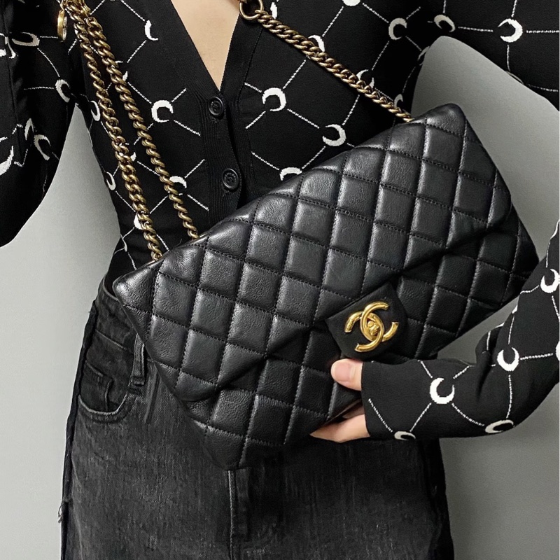 Chanel 香奈兒 秀款 黑金 CF 錢幣 金幣 鍊條包 斜背包 側背包 肩背包 手提包-2