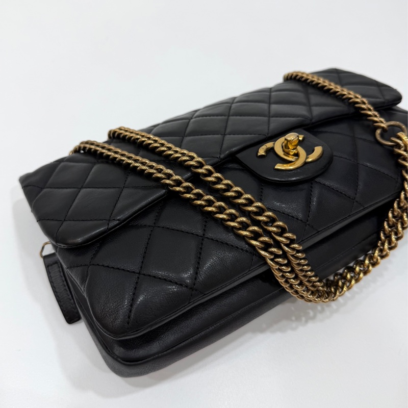 Chanel 香奈兒 秀款 黑金 CF 錢幣 金幣 鍊條包 斜背包 側背包 肩背包 手提包-22