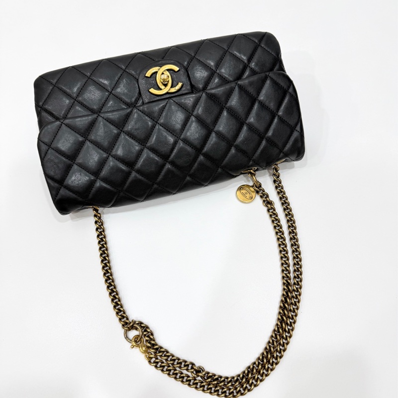 Chanel 香奈兒 秀款 黑金 CF 錢幣 金幣 鍊條包 斜背包 側背包 肩背包 手提包-23