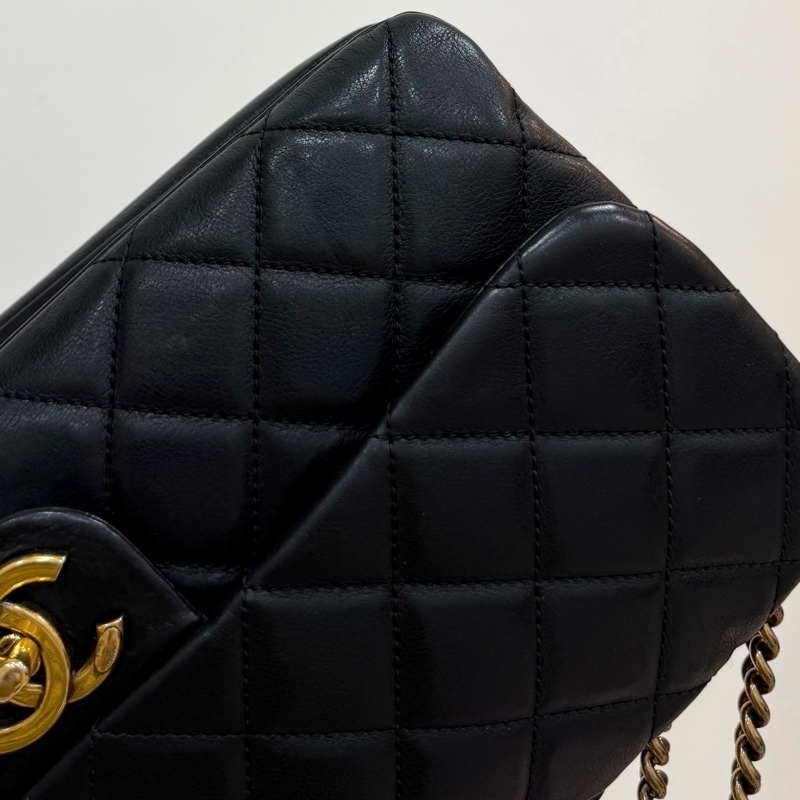 Chanel 香奈兒 秀款 黑金 CF 錢幣 金幣 鍊條包 斜背包 側背包 肩背包 手提包-33