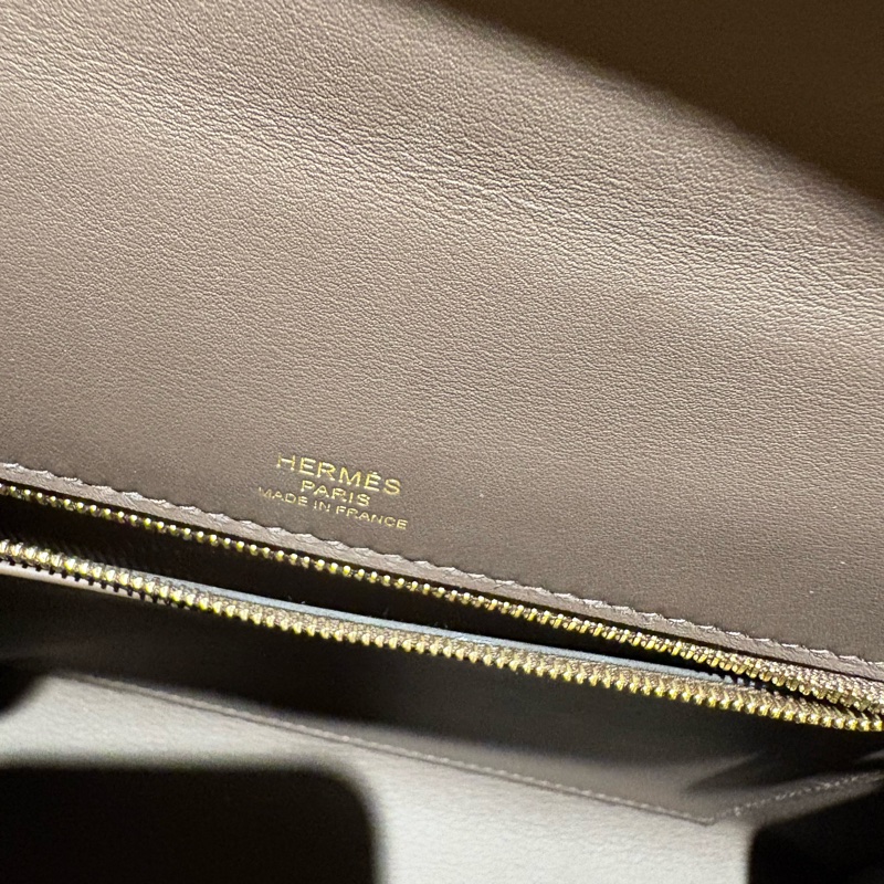 【98新珍稀天菜】Hermès Kelly 25 外縫 經典米白帆布拼接深棕皮-10