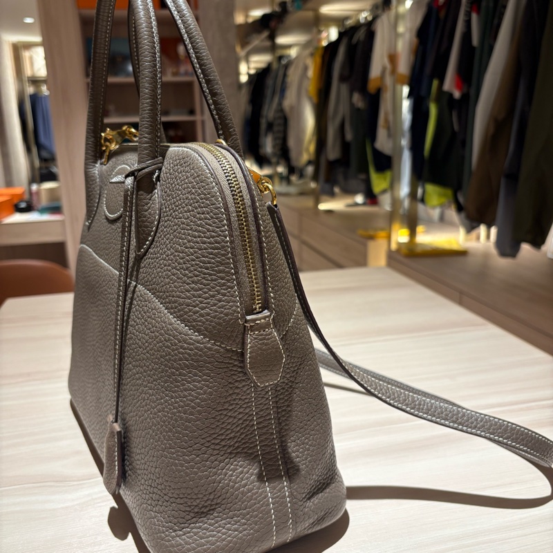 【金剛大象灰】Hermès Bolide 31 18 Etoupe D刻 經典保齡球包 附原廠配件 支持安心購正品鑑定-1