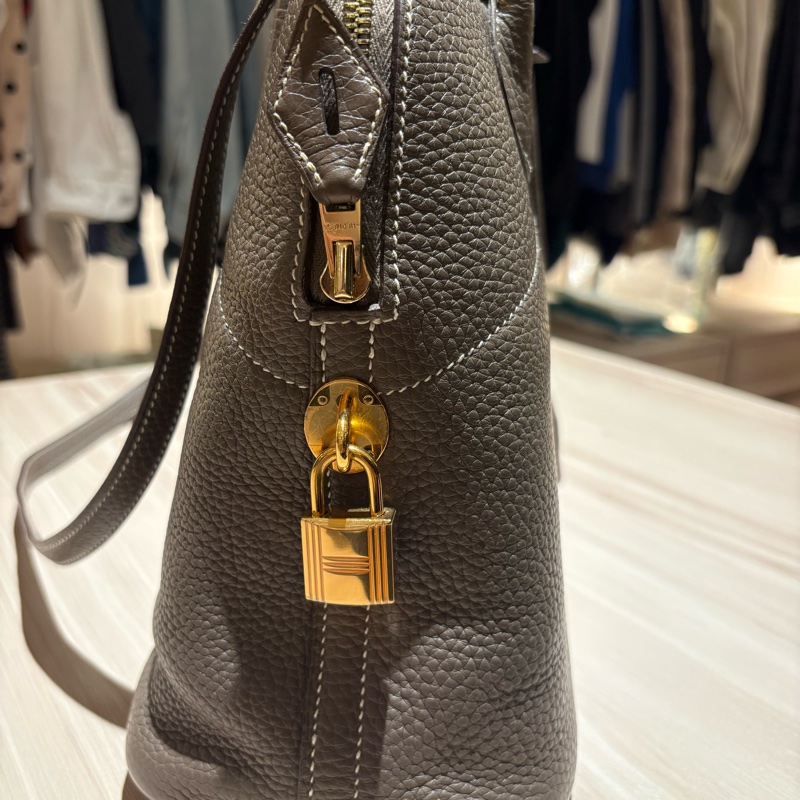【金剛大象灰】Hermès Bolide 31 18 Etoupe D刻 經典保齡球包 附原廠配件 支持安心購正品鑑定-2