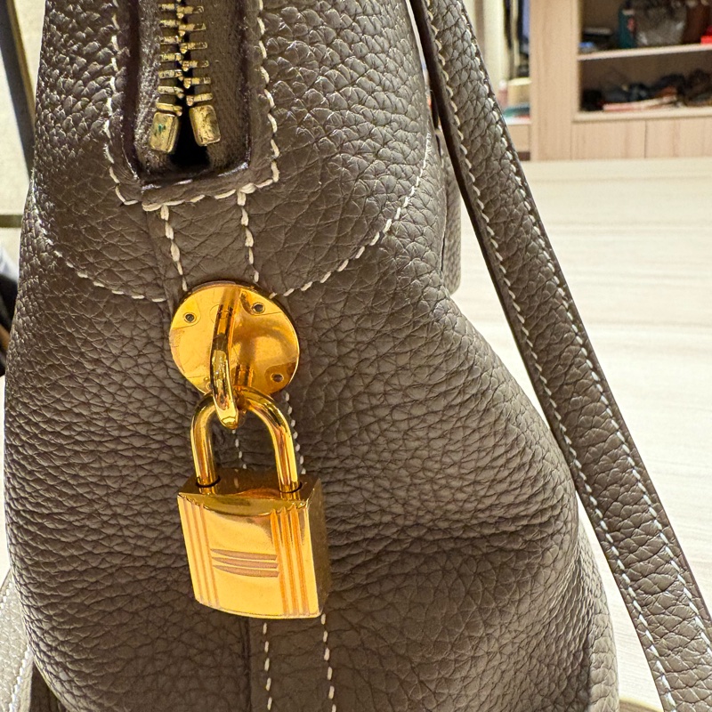 【金剛大象灰】Hermès Bolide 31 18 Etoupe D刻 經典保齡球包 附原廠配件 支持安心購正品鑑定-12