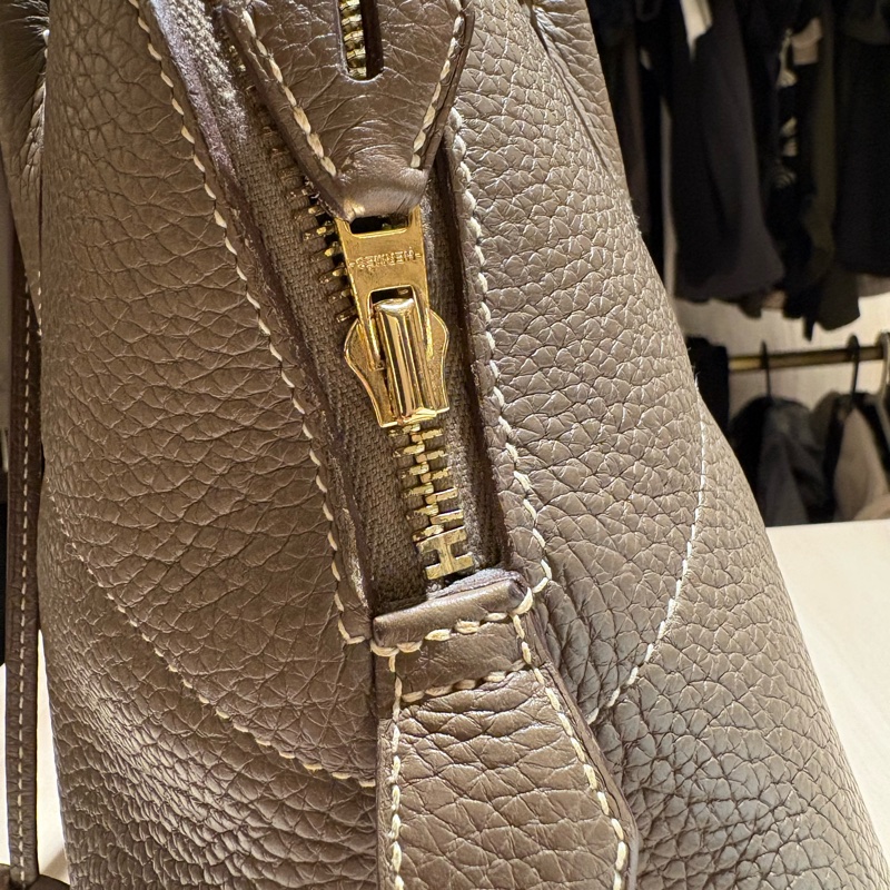 【金剛大象灰】Hermès Bolide 31 18 Etoupe D刻 經典保齡球包 附原廠配件 支持安心購正品鑑定-13