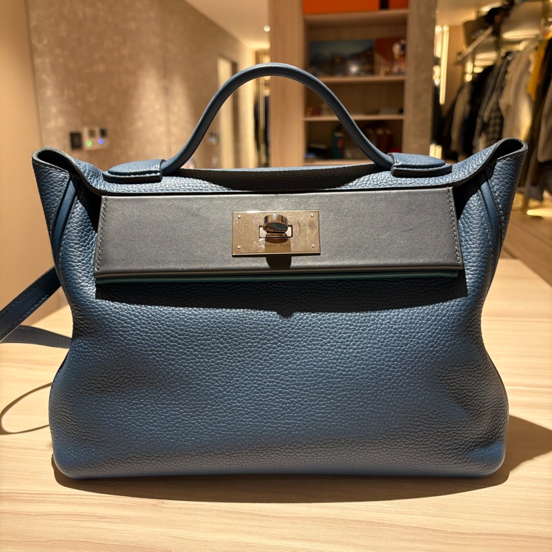 稀有神仙雙色】Hermès 24/24 29cm 藍色拼接湖水綠 [金釦/銀釦] [年份]刻 附全套購證 支持安心購鑑定-0