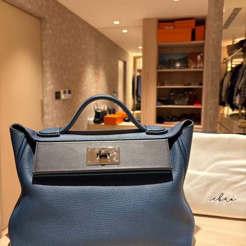 稀有神仙雙色】Hermès 24/24 29cm 藍色拼接湖水綠 [金釦/銀釦] [年份]刻 附全套購證 支持安心購鑑定-5
