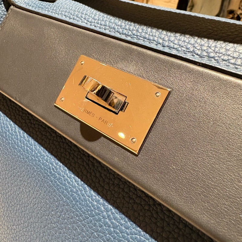 稀有神仙雙色】Hermès 24/24 29cm 藍色拼接湖水綠 [金釦/銀釦] [年份]刻 附全套購證 支持安心購鑑定-15