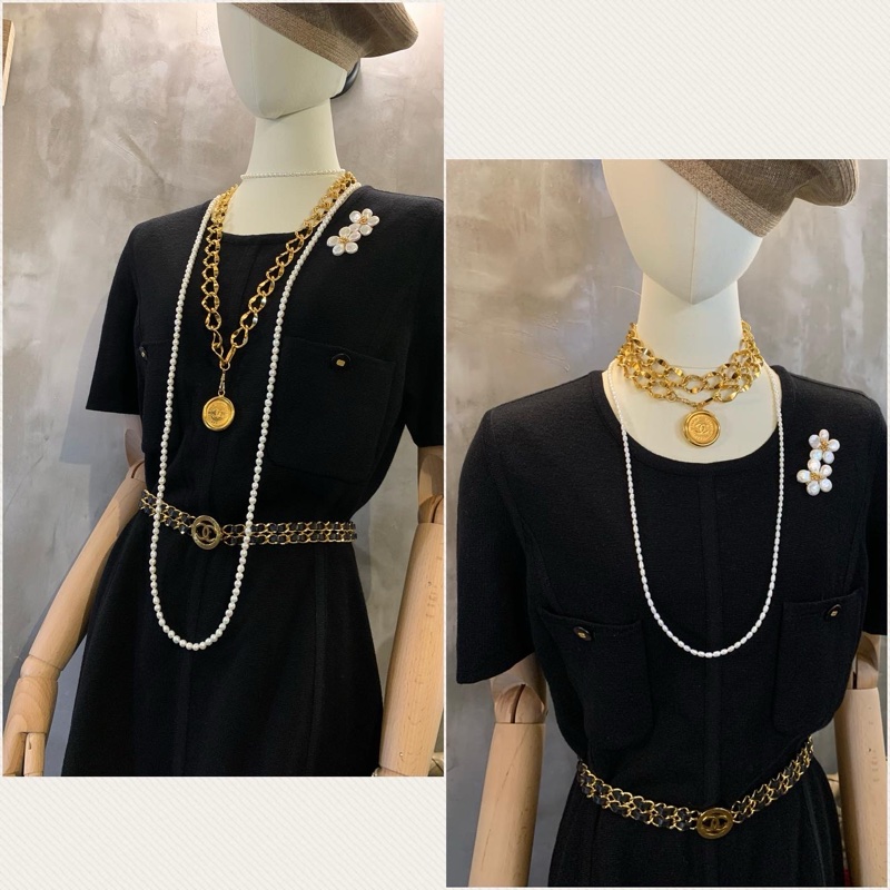 中古金幣獎章型品牌項鍊/腰鏈  1980’s Chanel Vintage Medallion Gold Chain Belt/Necklace-5