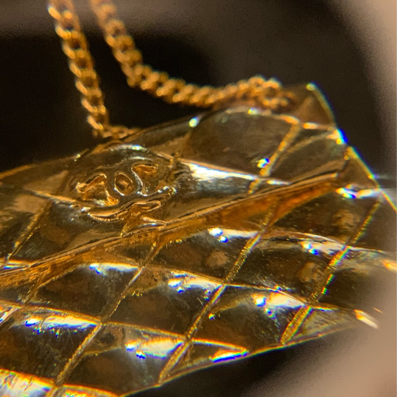 90S Vintage Chanel Flap Bag 24k Gold Plate Brooch 經典菱格紋包包心口針-4