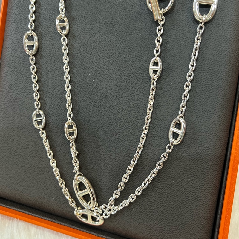 Hermes 豬鼻子銀飾120長項鍊（離櫃全新品）-1