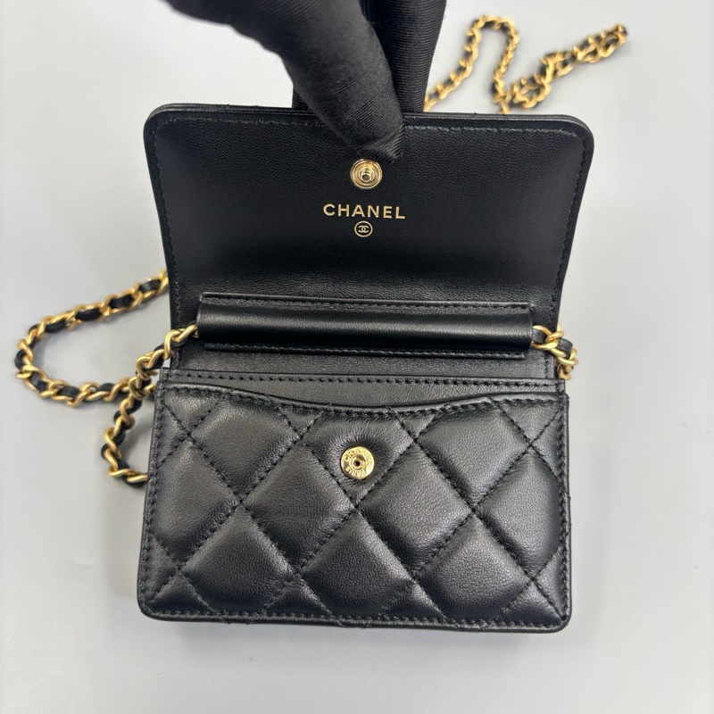 CHANEL 香奈兒 珍珠手柄晚宴包Mini鏈條斜挎包 31開 尺寸12*8-7