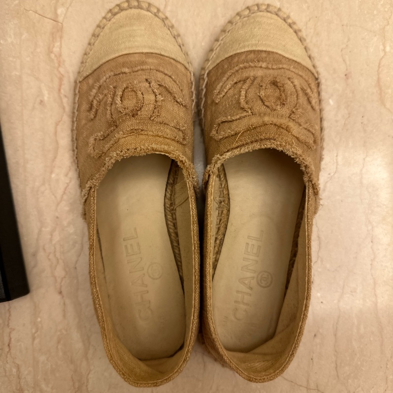 Chanel 37號 閒置品 棉麻鉛筆鞋 含鞋盒-1
