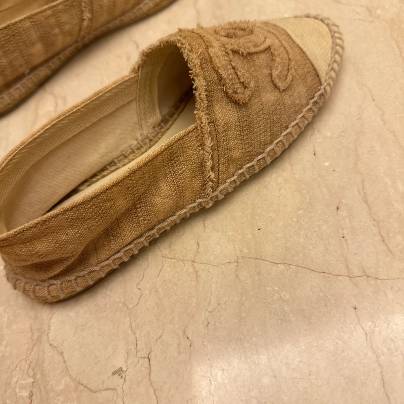 Chanel 37號 閒置品 棉麻鉛筆鞋 含鞋盒-5