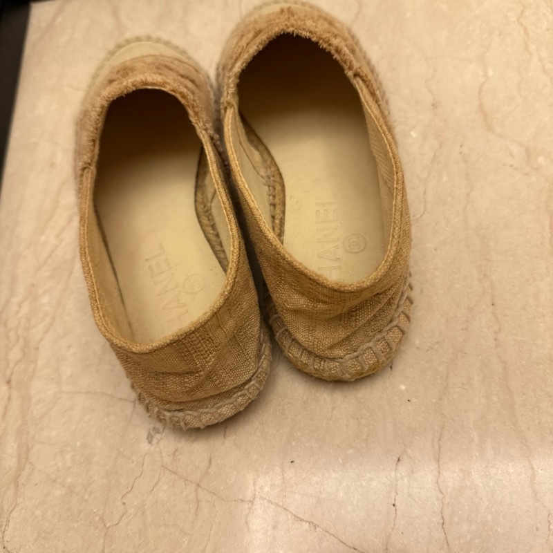 Chanel 37號 閒置品 棉麻鉛筆鞋 含鞋盒-9